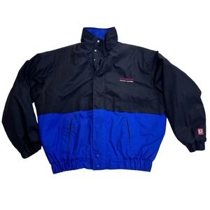 Vtg Ralph Lauren Chaps Jacket Color Block Blue Zip-up and Snap Size XL